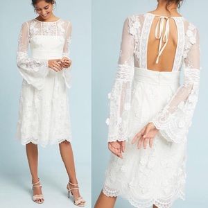 Monique Lhuillier White Lace Bridal Wedding Dress